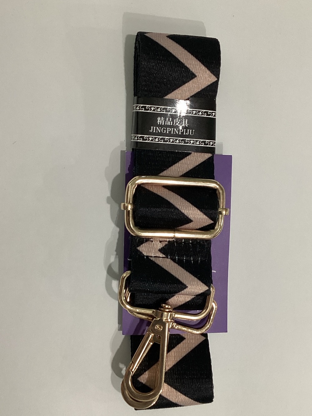 Purse Black & Blush Geometric Adjustable Strap with Gold Hardware